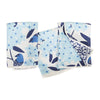Set of three reversible mini towels from Nuthatch Birdsong with a floral and bird print.