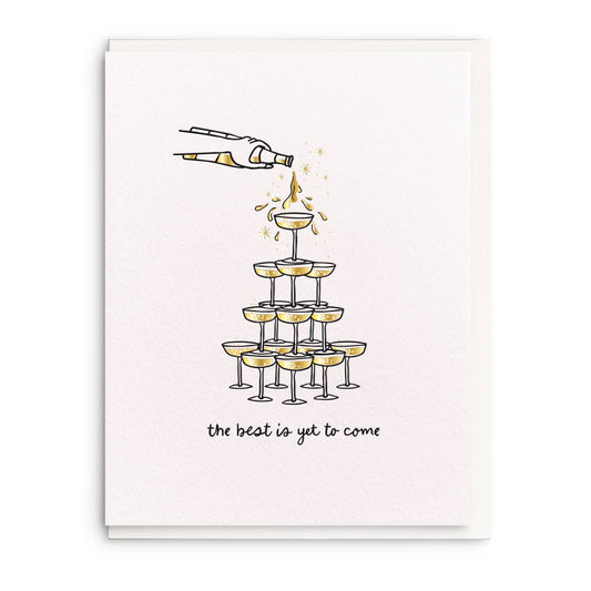 Champagne Tower, Letterpress and Foil Wedding Greeting Card