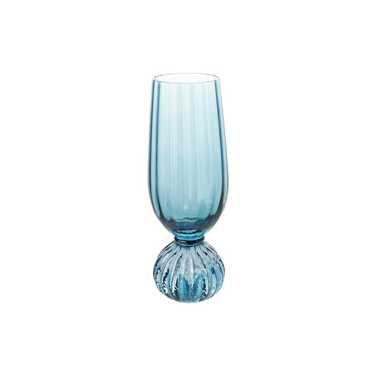 8 oz. Pleated Footed Champagne Glass, Blue