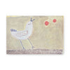 Home decor art tile with a bird design on wood grain textured background.