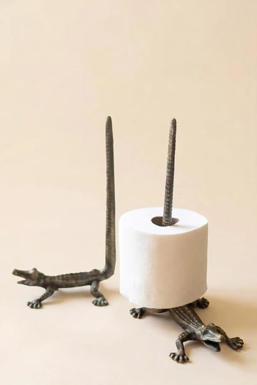 Cast Iron Crocodile Toilet Paper Holder
