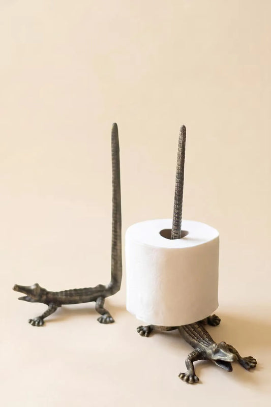 Cast Iron Crocodile Toilet Paper Holder
