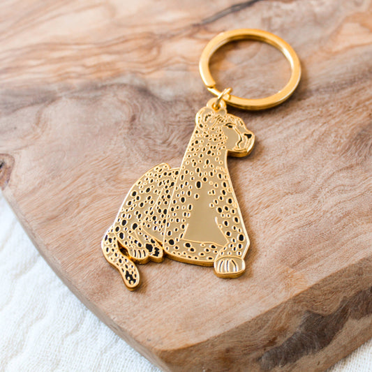 Cheetah Metal Keychain