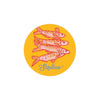 Sardine-themed coasters by Margaret Tlane on a yellow background with blue “Sardines” script.