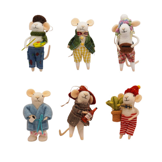 Felt City Mice Ornaments