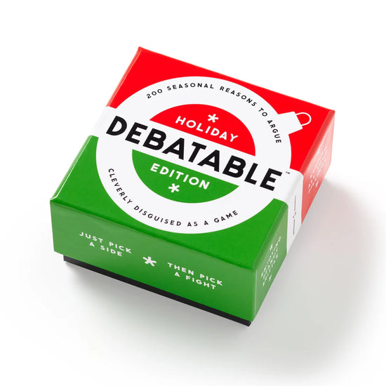 Holiday edition social game set debatable by itself with red, green, and white festive design.