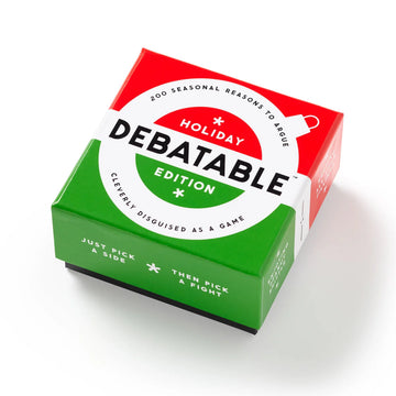 Holiday edition social game set debatable by itself with red, green, and white festive design.