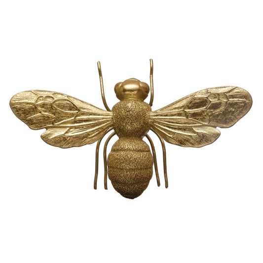Gold finish resin bee by Park Designs with textured body and intricately veined wings.

