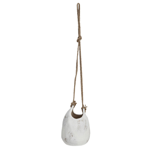Hanging Coarse Stoneware Planter w/ Jute Rope Hanger (Each One Will Vary)