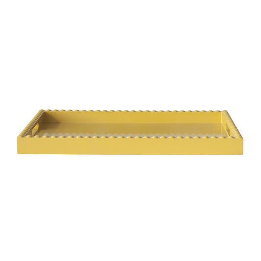 MDF & Rubberwood Lacquered Tray w/ Hobnail Edge & Handles