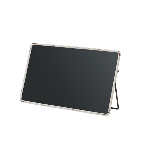 Metal Framed Chalkboard w/ Easel, Distressed Finish, White