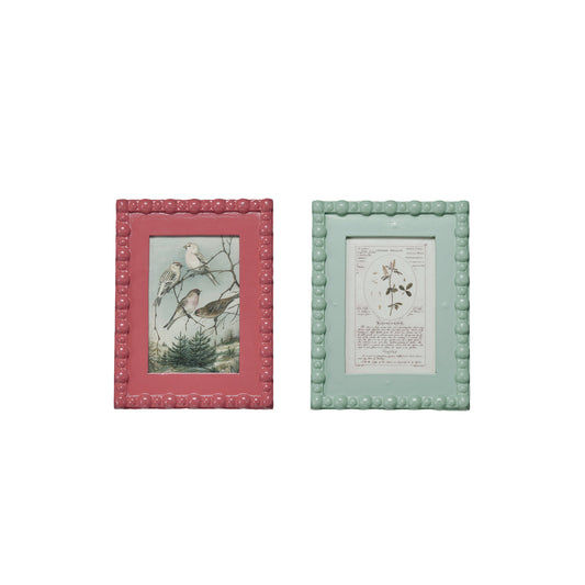 Picture Frame w/ Vintage Reproduction Image, 2 Colors (4" x 6" Photos)
