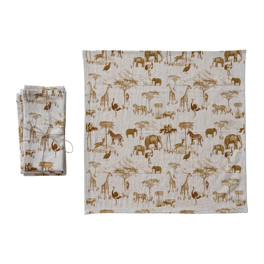 Cotton Safari Animal Napkins, Set of 4