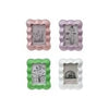 Set of four resin photo frames with wavy edges in assorted colors.