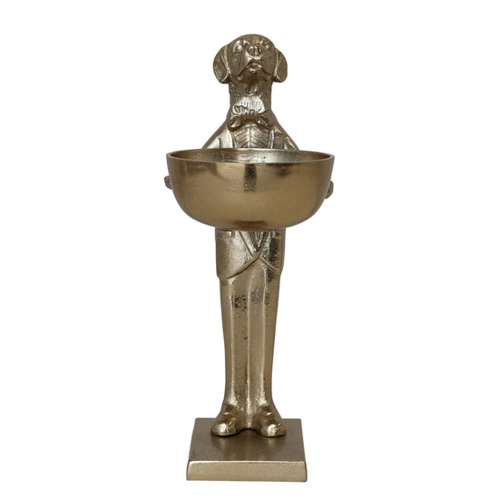 Cast Aluminum Labrador Holding Bowl, Gold Finish