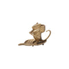 Cast Metal Taper Holder w/ Mouse on Leaf, Antique Gold Finish