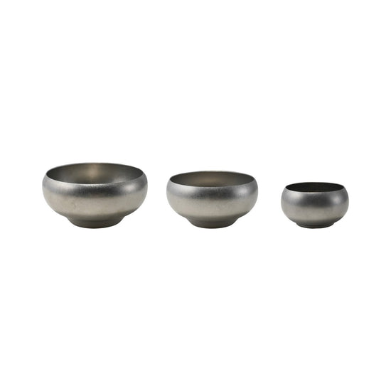Stainless Steel Nesting Bowls, Brushed Pewter Finish, Set of 3