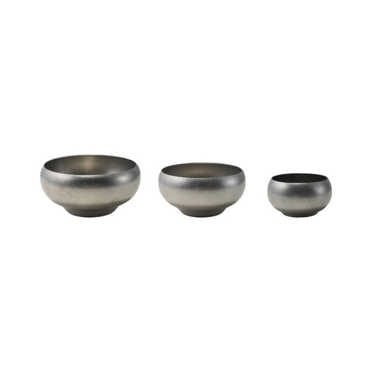 Stainless Steel Nesting Bowls, Brushed Pewter Finish, Set of 3