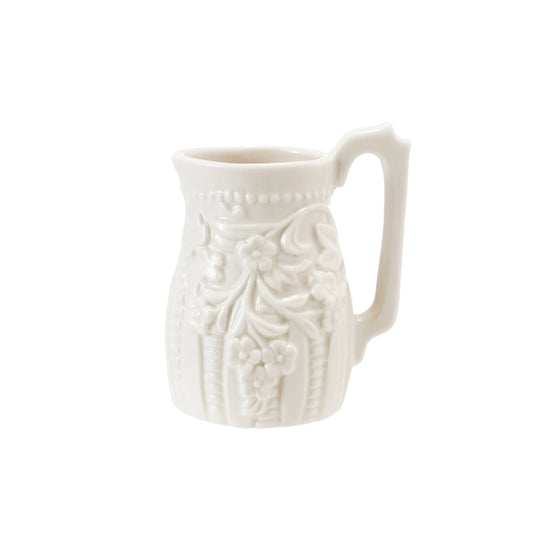 2 oz. Embossed Stoneware Vintage Reproduction Creamer, White