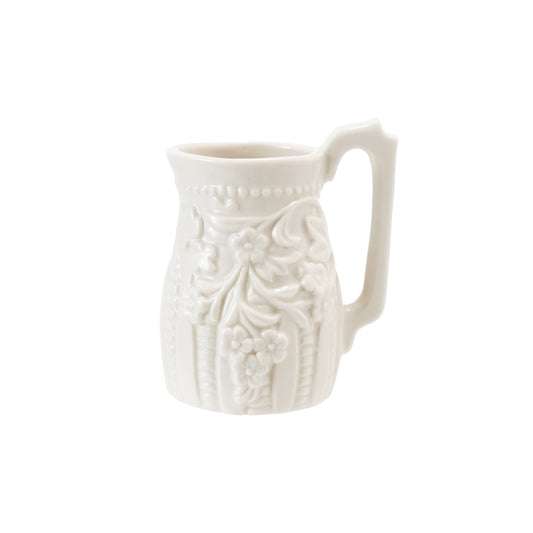 2 oz. Embossed Stoneware Vintage Reproduction Creamer, White