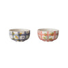 Hand-Painted Stoneware Bowl with Grid Pattern, 2 Styles (Each One Will Vary)