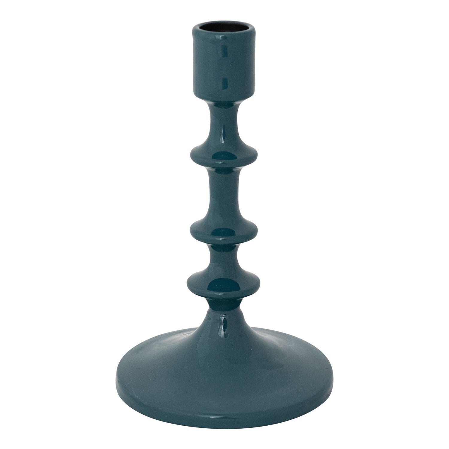 Teal candle holder on a white background