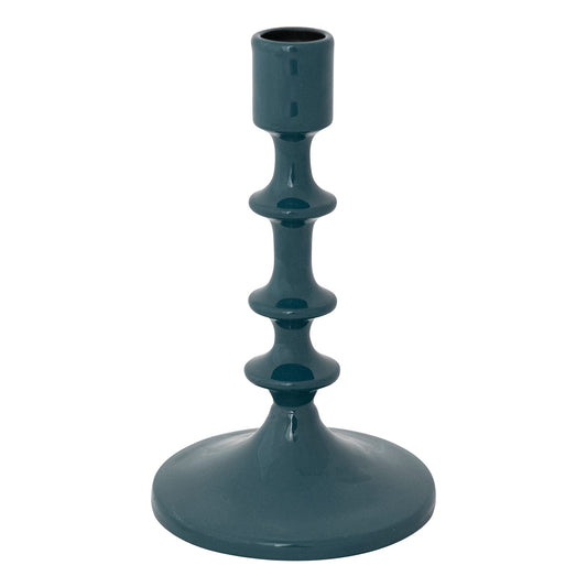 Teal candle holder on a white background
