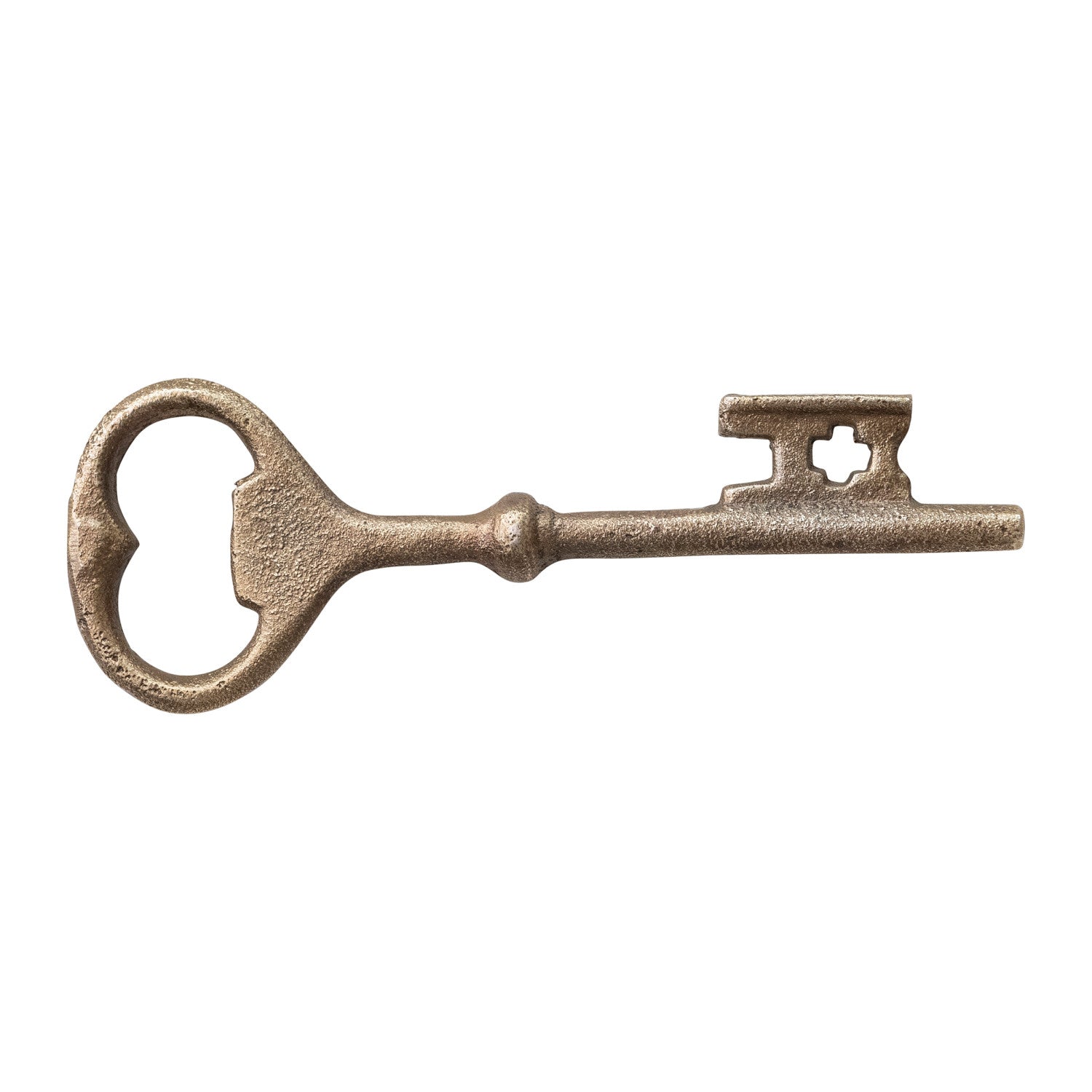 Bronze key bottle opener on a white background