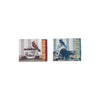 Bird safety matches with bird and fruit imagery, red and blue match heads.