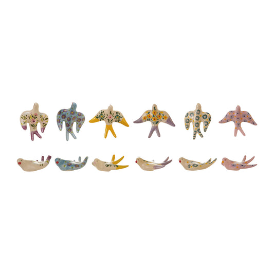 Hand-Painted Stoneware Bird Wall Decor (Hangs or Sits)