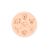 Dog illustration coaster by Margaret Teane featuring multiple dog portraits in a circular arrangement.
