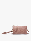 Dark rose crossbody wristlet from Riley Monogrammable, featuring gold-tone hardware and a textured finish.