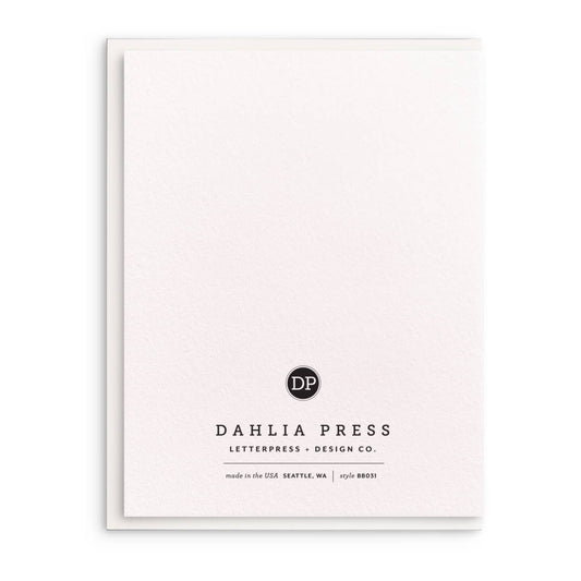 Blank letterpress baby greeting card by Dahlia Press with a subtle textured finish.