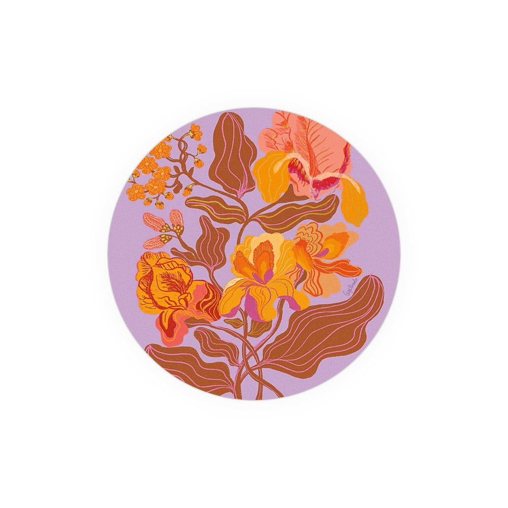 Round seedlings coasters with floral pattern.
