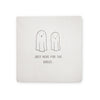 Set of cocktail napkins with ghost design and "Just Here For The Booze" text.