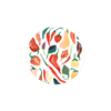 Set of circular coasters with chili pepper pattern by Margaret Schenk.