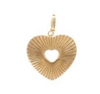 Gold lover charm with an open heart design, featuring radial lines.
