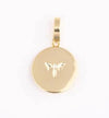Gold coin charm with a butterfly design.