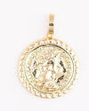 Gold coin charm by Sophie featuring a portrait of Queen Elizabeth and textured detailing.
