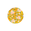 Floral coasters by Margaret Teak with yellow, pink, blue, and green flowers pattern.