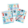 Set of three mini towels by Blue Q, featuring a colorful, reversible, cat and postage stamp pattern.