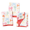 Set of three reversible mini towels with bow pattern, from Once Again, featuring orange trim and a star pattern on the reverse.
