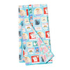 Reversible towel by Danica Studio with a colorful cat and stamp pattern.