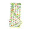 Reversible towel with floral pattern from Once Again Anywhere Towels, with a green border and a white background.
