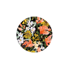 Floral coasters from Seedlings featuring white and orange flowers and dark green leaves.
