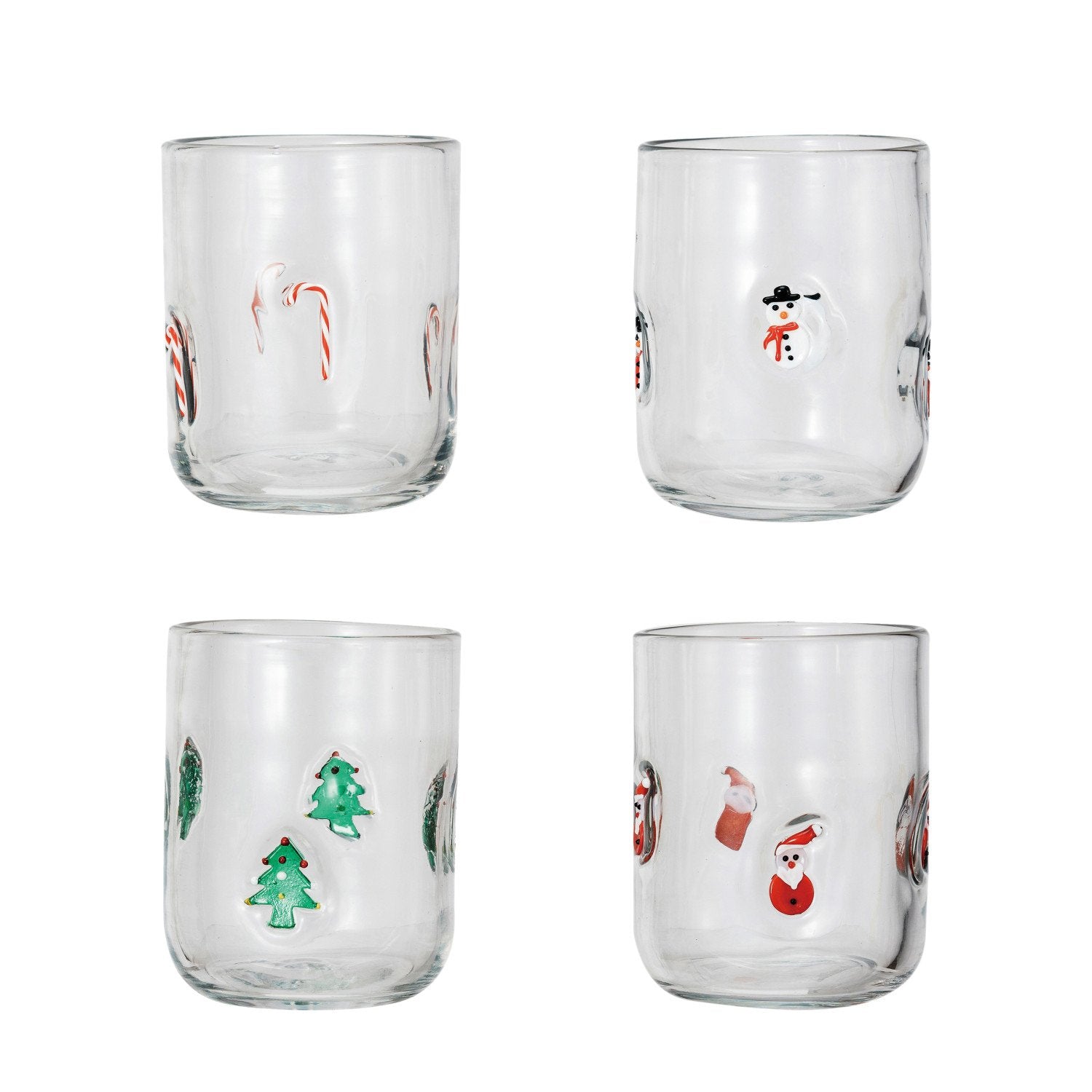 16 oz. Drinking Glass w/ Embedded Holiday Icon Pattern, 4 Styles