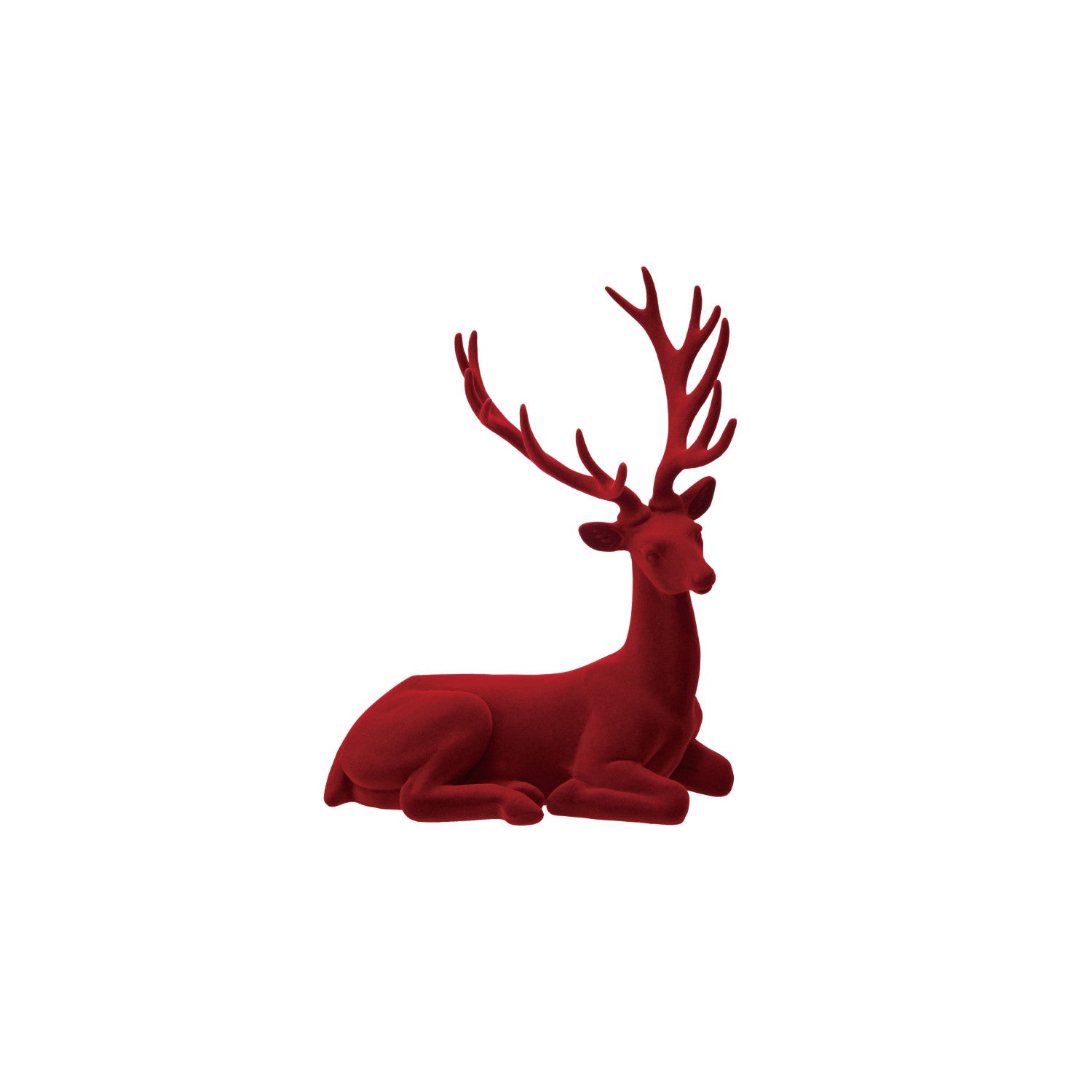 12-3/4"L x 6"W x 13-1/2"H Flocked Resin Lying Deer, Burgundy Color