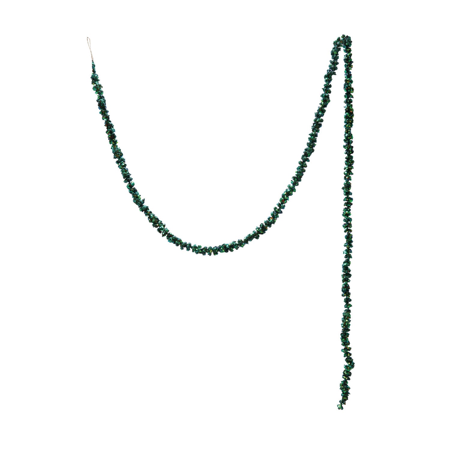 72"L x 3/4"H Foam & Glitter Ball Garland, Iridescent Finish, Green