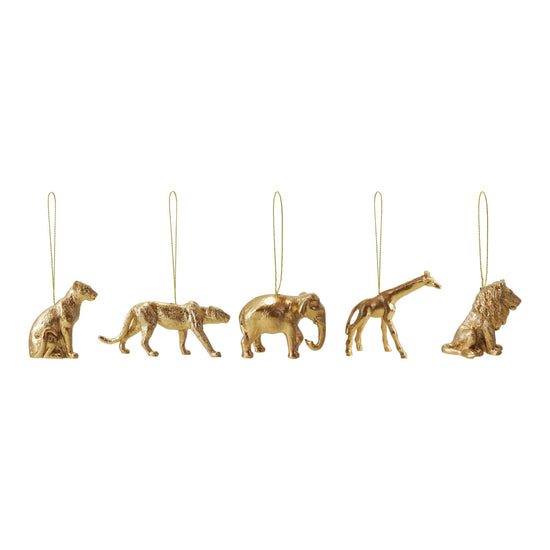 Resin Safari Animal Ornament, Gold Finish, 5 Styles