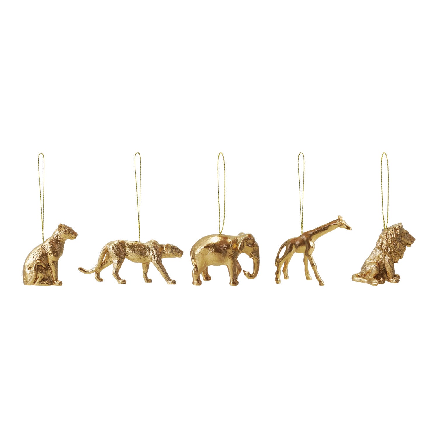 Resin Safari Animal Ornament, Gold Finish, 5 Styles